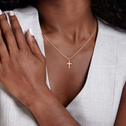 Carffordo 925 Sterling Silver Cross Necklace, Dainty Necklace for Women - style: 16k Gold Plated Cross Necklace