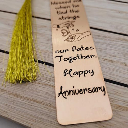 Unique Gift For Anniversary - I know God has truly blessed me when he tied the strings our fates together Bookmarks (Rose Gold) - color: Rose Gold