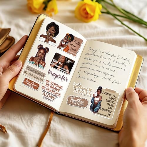 Prayer Board Supplies Kit - 50 Pcs Black Girl Bible Verse Stickers - color: Black Girl