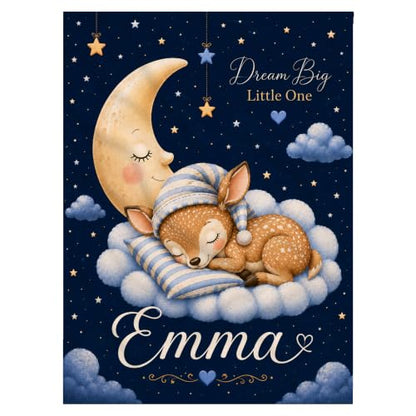 Personalized Baby Blanket With Name, Custom Baby Blankets Gift for Boy Girl - color: Night Navy, size: Deer