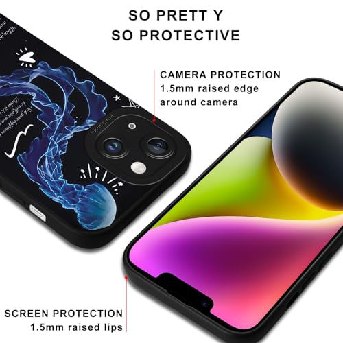 Summer Ocean Jellyfish Collage Phone Case for iPhone 14 Case Christian Bible Verses Pattern Shockproof Soft Protective for Women Men Phone Cover Funda for iPhone 14 6.1 Inch - color: Jellyfish, size: for iPhone 14
