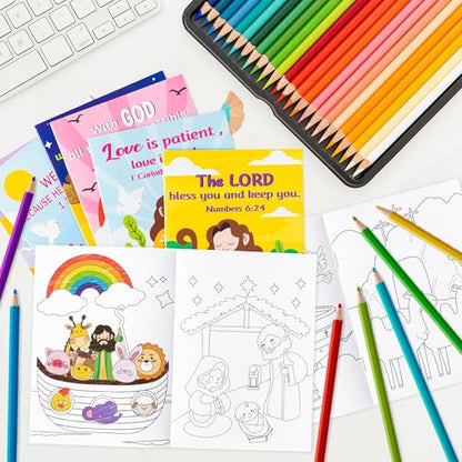 ANGOLIO 24 PCS Christian Religious Coloring Books for Kids Bulk, 6 Styles