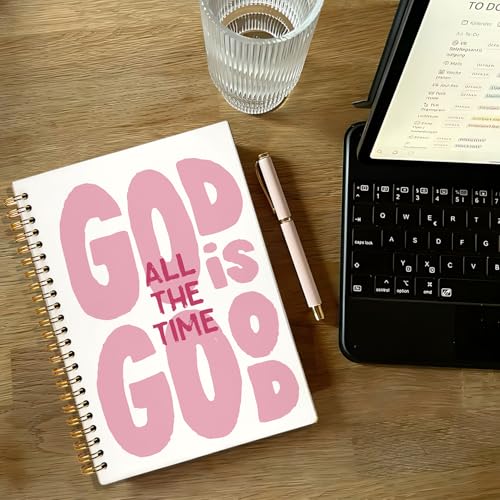 Pink Christian Spiral Notebook Journal, God is Good All The Time Bible Verse Scripture Journal for Women, Christian Gifts for Women, Religious Prayer Notebooks, 5.5x8.3 Inch - color: 02-god is Good All the Time