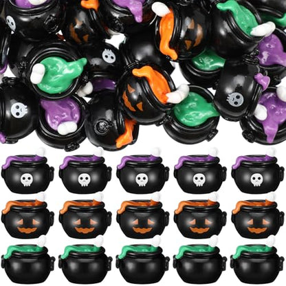 50 Pcs Halloween Mini Resin Figures Bulk Resin Witch Cauldron Figures - style: Witch Cauldron