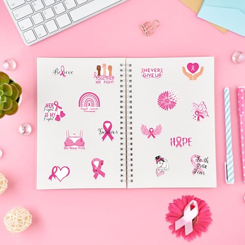 BeYumi Breast Cancer Awareness Stickers - 1000Pcs Breast Cancer Awareness Stickers in 2 Rolls Waterproof Vinyl Pink Ribbon Caring for Women's Health Decals Care About Women Laptop Bottle Luggage Decor - style: Breast Cancer Awareness