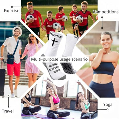 Glitopper 6 Pairs Cross Grip Soccer Socks US 6-13 christian - color: 3 Colors, style: Power