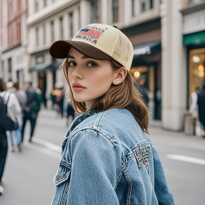 She Loves Jesus and America Too Hats for Womens Soft Washed Distressed Baseball - color: She Loves Jesus and America Toooff-white With Brown Eaves3
