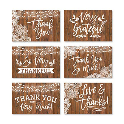 24 Bulk Thank You Cards with Envelopes Blank Cute Thank You Notes - color: Wood Lights 24 pcs