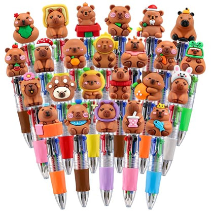 24 Pack Hydrochoerus hydrochaeris Pens 4-in-1 Multicolor Pens with Detachable Charms - Bulk Goodie Bag Fillers, Cute Party Favors for Kids, Classrooms & School Supplies - color: Hydrochoerus hydrochaeris