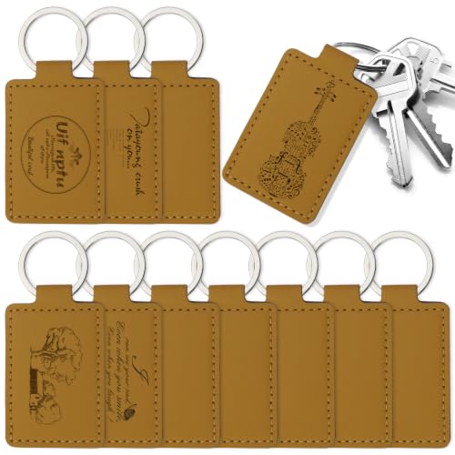 Leather Keychain Blanks, 10 Pcs Laser Engraving Blanks Keychains Bulk - color: Yellow-10 Pcs