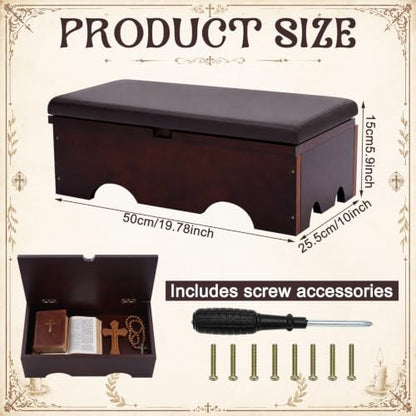 Geetery Wooden Prayer Kneeler with Storage Catholic Church Meditation Bench