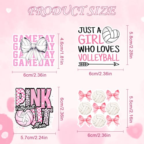 Pink Volleyball Stickers for Women - 50 Pcs Sport Volleyball Stickers for Adults Mom, Bow Decals for Journal Scrapbook Water Bottles, Sport Theme Party Decorations Supplies - style: Volleyball