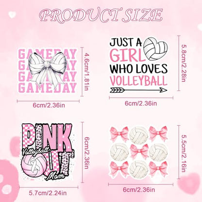 Pink Volleyball Stickers for Women - 50 Pcs Sport Volleyball Stickers for Adults Mom, Bow Decals for Journal Scrapbook Water Bottles, Sport Theme Party Decorations Supplies - style: Volleyball