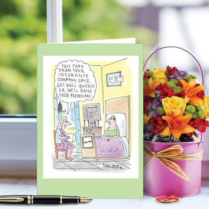 NobleWorks Funny Get Well Soon Cartoon Greeting Card w/Envelope C3299GWG - style: Insurance Card