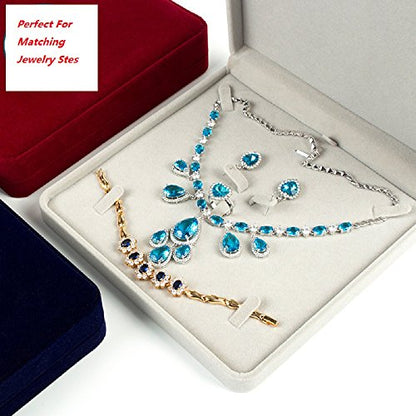 Jewelry Set Velvet Box Necklace Earring Ring Necklace Bracelet Gift Display Case Wedding Jewelry Storage Holder (Beige) - color: Beige
