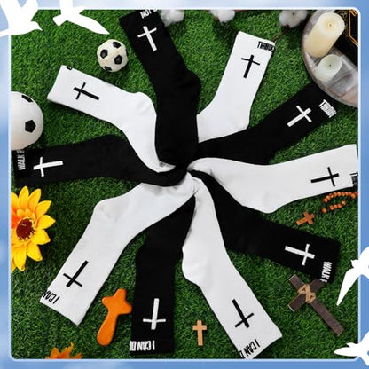 Chicingyou Christian Cross Socks for Men Youth, Us Size 6-12 - color: White, Black
