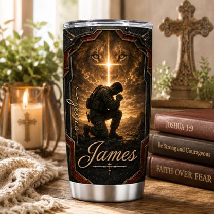Personalized Christian Gifts For Men - Man Of Faith Religious Warrior Christ Tumbler V9 - A Child Of God Bible For Dad, Husband, Grandpa on Fathers Day, Christmas, Birthday - color: CH-VAR-09
