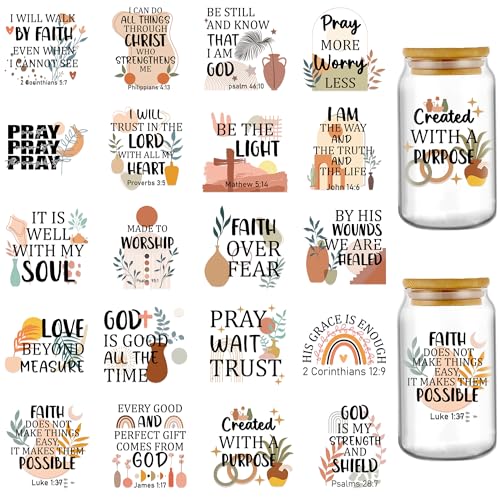 Bible Verse UV DTF Cup Wraps Christian Transfer Stickers for Glass Crafts - color: Bible Verse