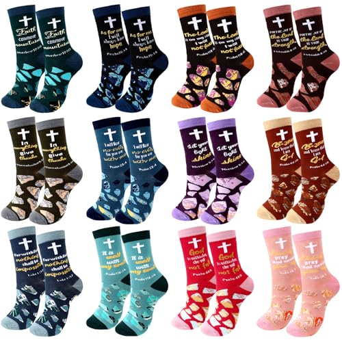 12/24 Pairs Christian Socks Gifts for Women - style: Cross Style