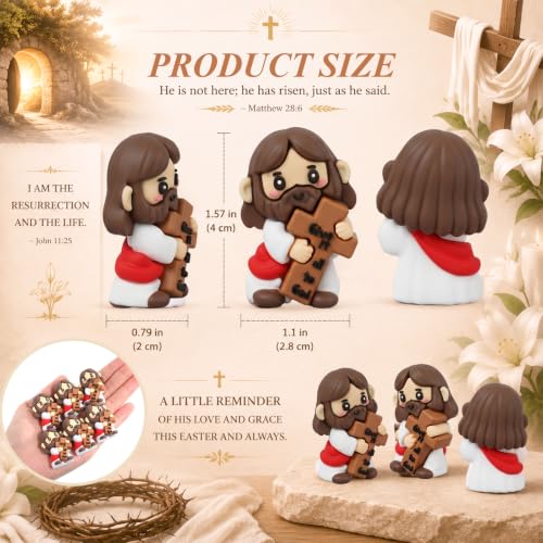 Junkin 40 Sets 1.57 Inch Little Jesus Figures Religious Christian Gifts - style: Give It All to God