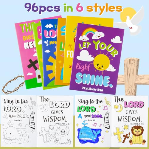 Dvbonike 96Pcs Bible Coloring Books Religious Theme DIY Color-in Pages - color: A-Bible Style ① (96Pcs)
