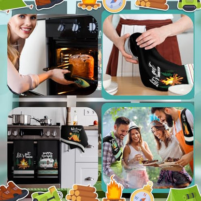 Boyiee 6 Pcs Camping Kitchen Towels Black Absorbent Dishcloth - color: Black Camping