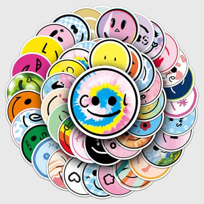 50PCS Smile Face Stickers, Waterproof Vinyl Decals, Positive Vibe Stickers for Water Bottles, Laptops, Journals(Smiling face) - color: Smiling Face