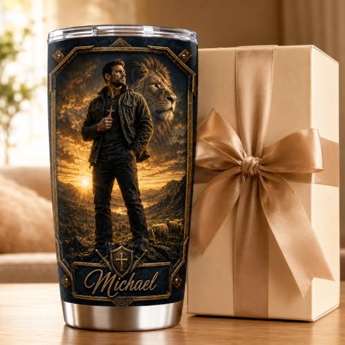 Personalized Christian Gifts For Men - Warrior Christ Religious Faith Tumbler V16 - A Child Of God Man Of Faith Bible For Dad, Husband, Grandpa on Fathers Day, Christmas, Birthday - color: CH-VAR-16