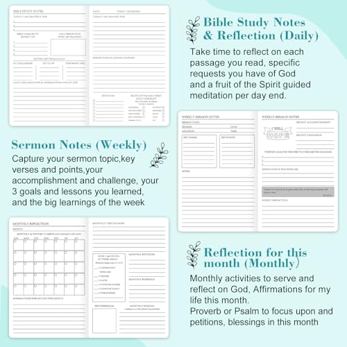 Leather Bible Study Journal Scripture Notebook - Christian Note Taking Kit with Guided Prompts - Inspirational Religious Gifts - Faith Based Stationery Supplies for Church Notes (Lavender) - color: Lavender