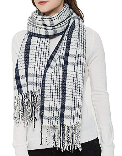 Wander Agio Women's Fashion Long Shawl Big Grid Winter Warm Lattice Large Scarf - color: Small Plaid Black White 1
