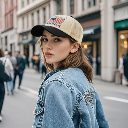 She Loves Jesus and America Too Hats for Womens Soft Washed Distressed Baseball - color: She Loves Jesus and America Toooff-white With Black Eaves3