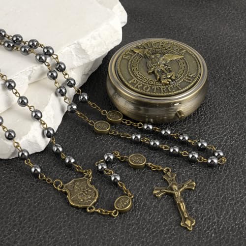 Saint Michael the Archangel Catholic Rosary Necklace - color: Saint Michael B