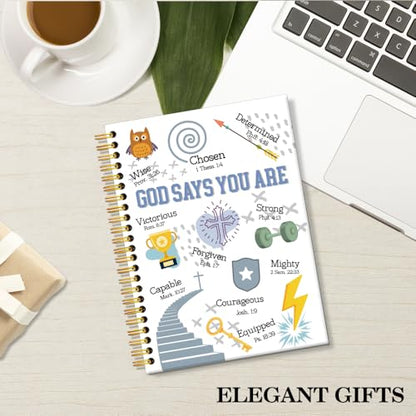 ERHACHAIJIA God Says You are Lined Spiral Notebook Gifts for Son Teen Boy - color: White-blue