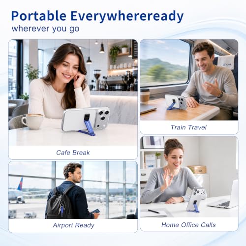 Portable Foldable Pocket Phone Stand with Keychain for Desk Travel(Blue) - color: Blue