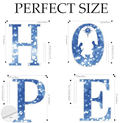 Large Hope Die Cut Letters Christmas Classic Yard Sign for Home Decor and Lawn Decoration With Stakes, Merry Nativity Scene Sign 48x18 Inch