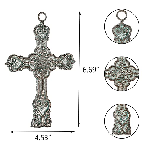 Aifeorzo 3 Pcs Decorative Wall Crosses, Cast Iron Cross Wall Decor - size: 4.33" x 6.69"