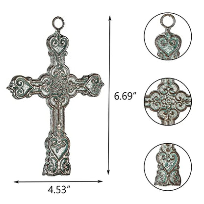 Aifeorzo 3 Pcs Decorative Wall Crosses, Cast Iron Cross Wall Decor - size: 4.33" x 6.69"