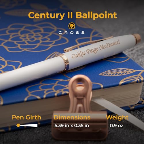 Cross Century II Personalized Ballpoint Pen in Pearlescent White, Rose Gold - color: White