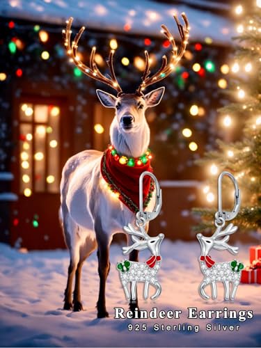 Dorunmo 925 Sterling Silver Dangle Drop Earrings for Women Holiday Earrings Hypoallergenic Halloween Christmas Jewelry Festival Gifts for Women - style: Christmas-Reindeer-02
