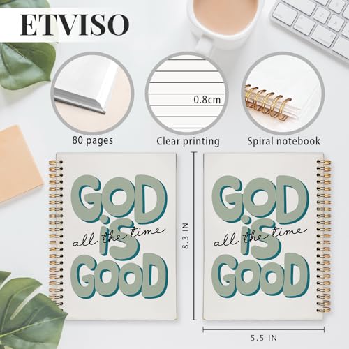 ETVISO Green Bible Journal Notebook for Women, Inspirational Christian Gifts for Women, Prayer Bible Supplies Journal, Church Notes Notebook, Cute Preppy Aesthetic Hardcover Spiral Notebooks 5.5x8.3 - color: 04-Bible(Green)