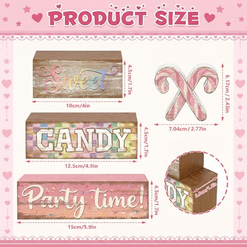 Britimes Tiered Tray Decor Set, 4 Pack, Wooden Table Sign, Christmas Candy - color: Candy