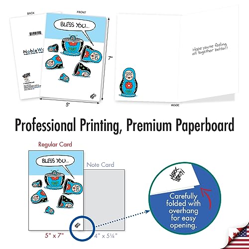NobleWorks - 1 Funny Get Well Greeting Card w/ 5 x 7 Envelope For Men, Women - Stacking Dolls Sneeze C10084GWG - style: Stacking Dolls Sneeze