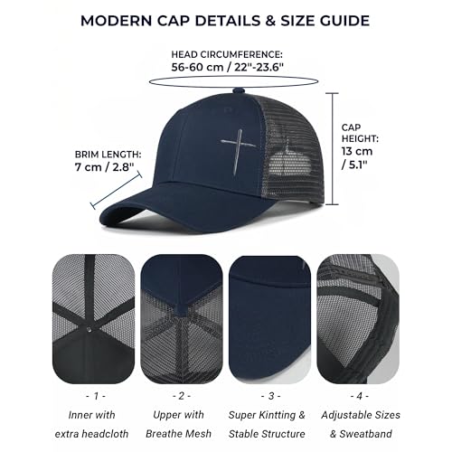 Christian Hats for Men Women,Jesus Cross Hat Christian Religious Gifts for Birthday/Christmas - color: 381.nany Blue