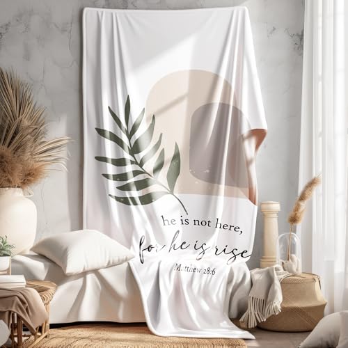 Boho Christian Blanket, Easter Christian Gifts for Women, Boho Birthday Gifts for Women Sister Friend Grandma, Easter Religious Throw Blankets for Bed Bedroom Living Room Decor, 50x60 in - color: Risen-2