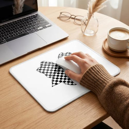 Black White Checkerboard Bow Mouse Pad Cute Desk Pad 9.5x7.9 Inch - color: Checkerboard Bow