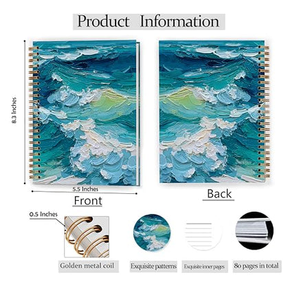GDJIEGBC Blue Coastal Beach Notebook 5.5x8.3in - color: Color F