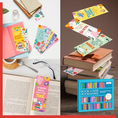120 PCS Book Lover Bookmarks, 30 Unique Designs Double-Sided Read Accessories Page Markers Reading Bookmarks for Women, Men, Kids, Adults, Students, Book Lovers All Ages - style: Book Lover Bookmarks