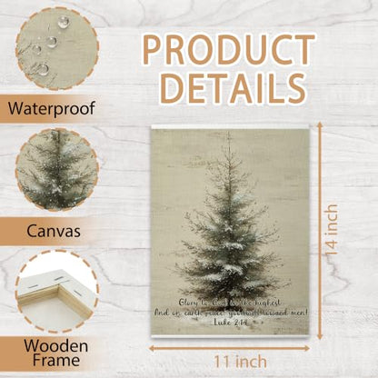 KSDUT Christian Christmas Pine Tree Framed Wall Art 11x14 Inch - color: Christmas-15