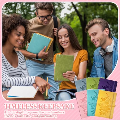 Yaomiao 12 Pcs International Womens Day Gifts for Women Bulk A5 Leather Journals and Pens with Springtime Flowers and Bible Verse Small Inspirational Prayer Gifts for Church Office School Supplies