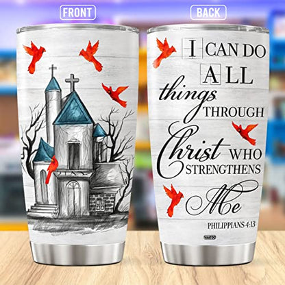 CUBICER Christian Coffee Tumbler Bible Travel Mug With Lid Birthday Gifts For Women Men Teens Religious Insulated Cups Stainless Steel Tumblers Hot And Cold Inspirational Saying Quotes - color: Religious